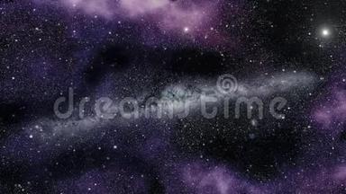 太空旅行无限<strong>循环</strong>与<strong>星空</strong>银河系和粉红色星云背景